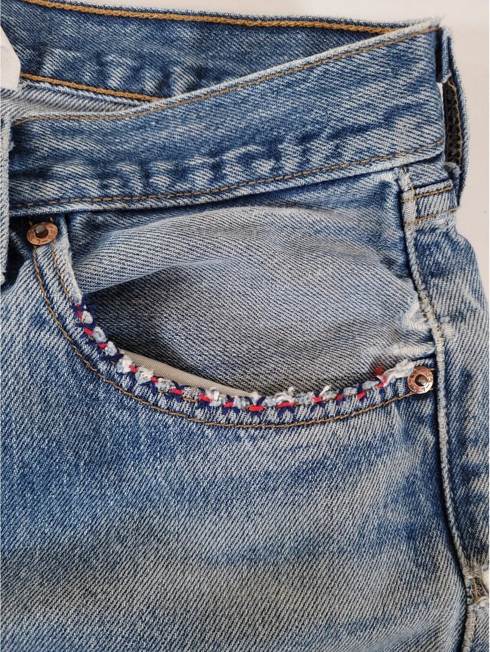 Vintage levis 501 xx 34x38 sashiko patchwork boro jeans 35 inseam